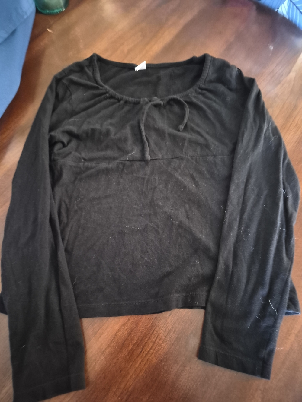Old Navy Black Long-Sleeve Tie-Neck Tee